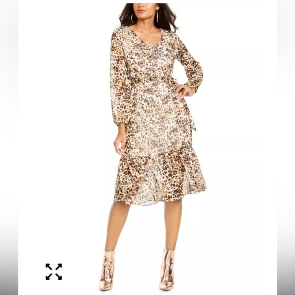 Thalia Sodi Animal Print Long Sleeve Dress